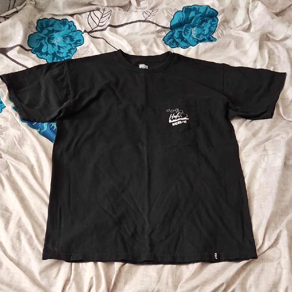 HUF Black Short Sleeve Tee with White Graphic
